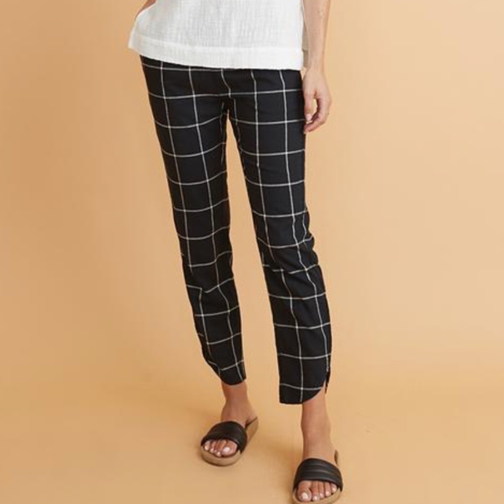 Marine Layer Black Checkered Ankle Pants EUC